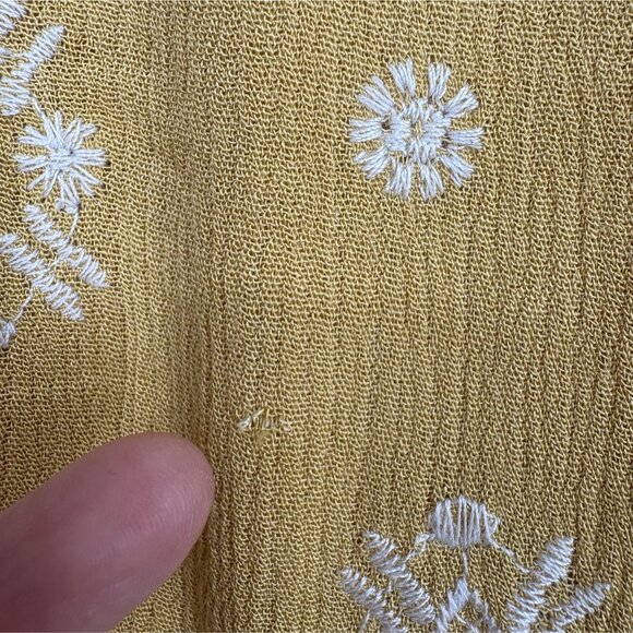 Fate Women's Bohemian Embroidered Babydoll Top S Yellow Bell Sleeves Boho Empire - Picture 6 of 9